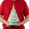 Casafield Hand Painted Ceramic Christmas Tree, Seafoam Green Snow Flocked 15-Inch Pre-Lit Tree with 128 Multi Color Lights and 2 Star Toppers